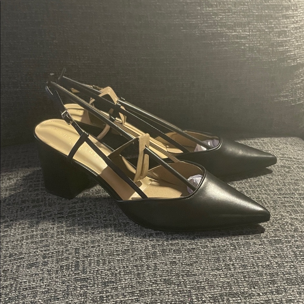 Marc Fisher Black Pointed Toe Slingback Heels